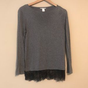H&M lightweight long sleeve grey and black T-shirt
